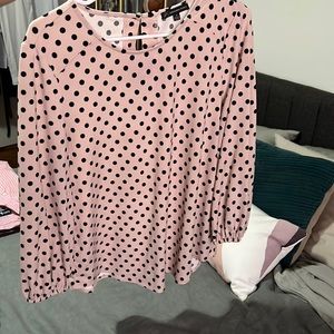 Adrianna Papell Drapey and Foley Polka Dot Shirt